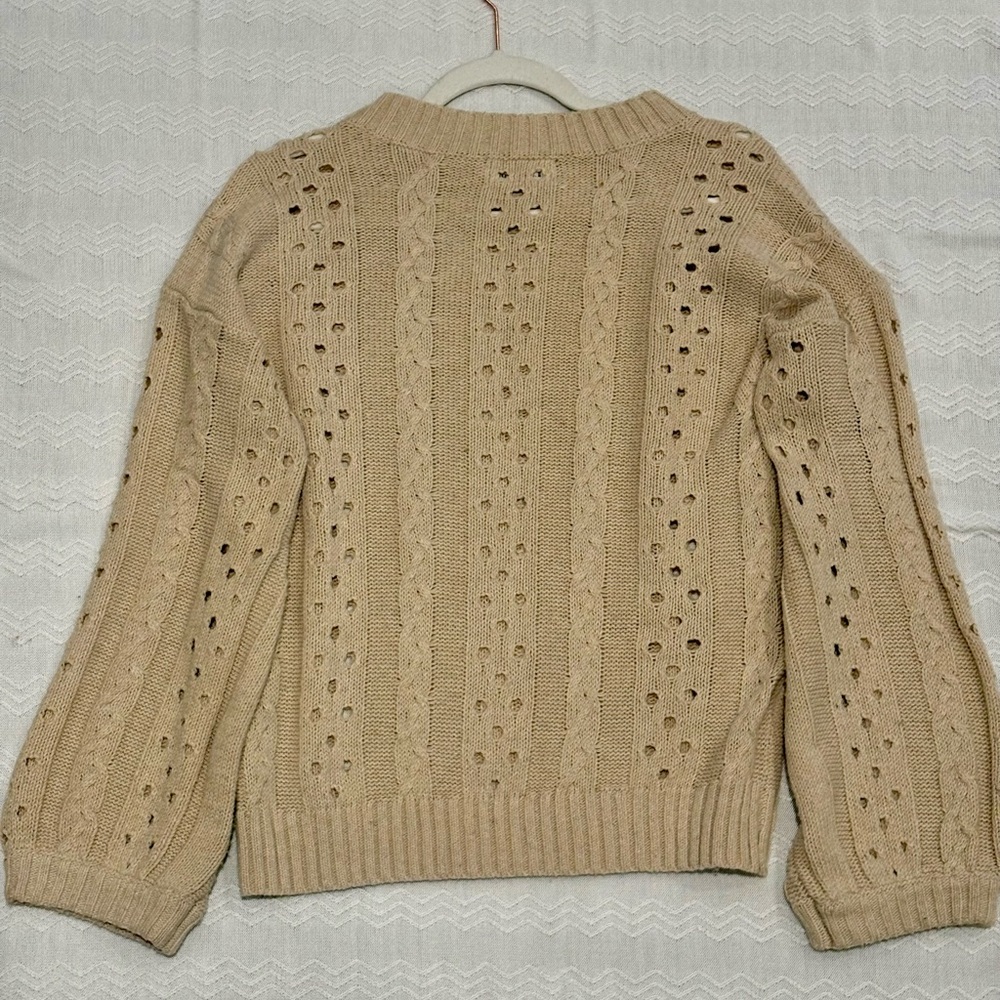Line & Dot Tan Cable Knit Sweater